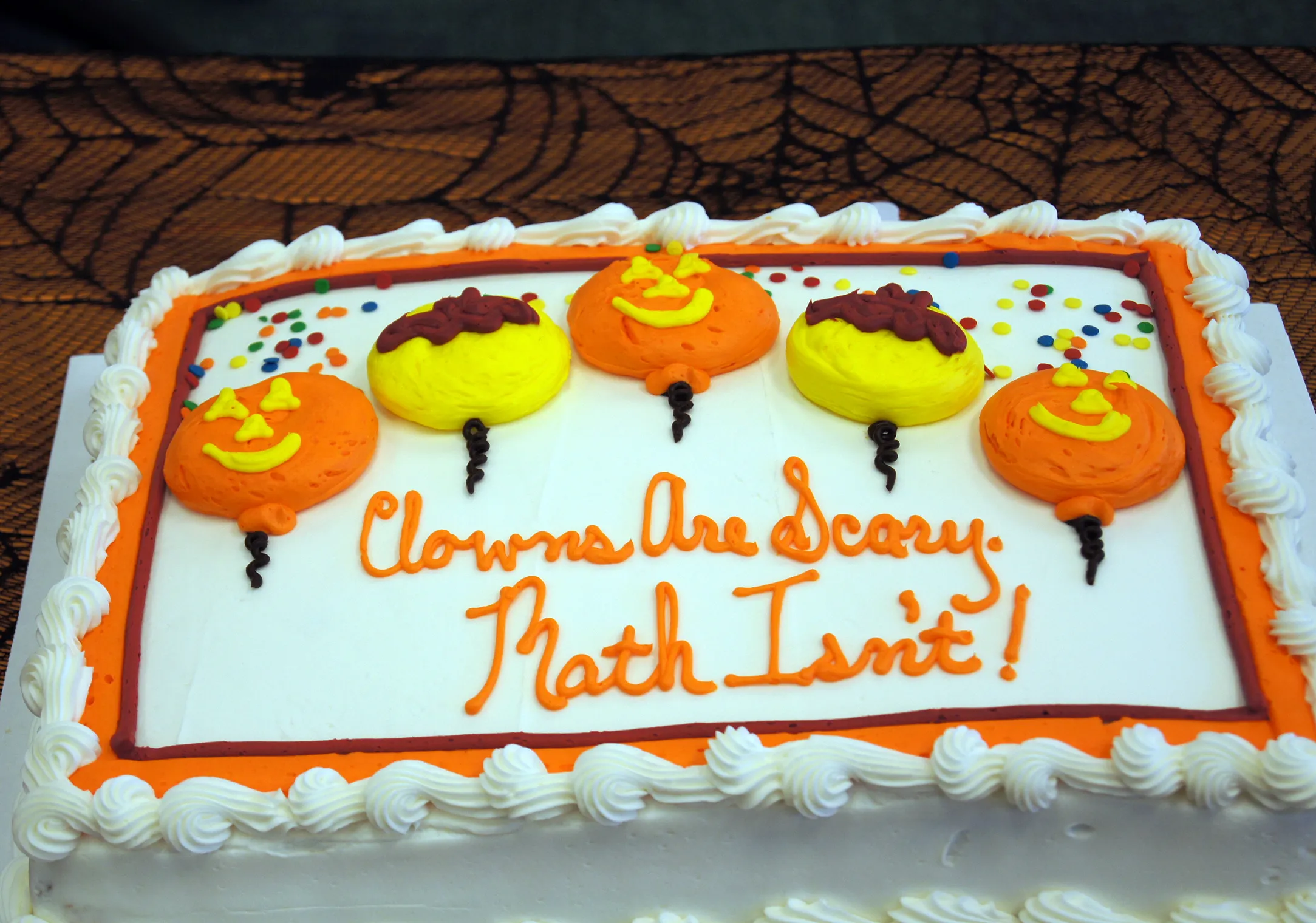Halloween cake with pumpkins and text